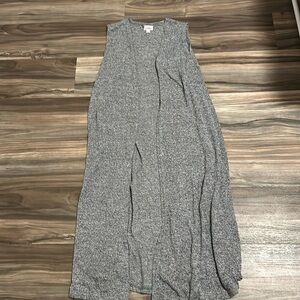 Lularoe Joy black, grey and white marled knit longline vest size large NWOT